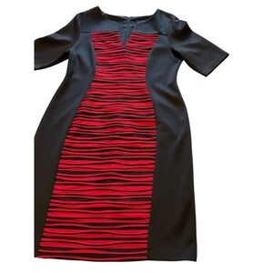 Connected Apparel‎ Women's Black Red Career Dress Size 16 Short Sleeve